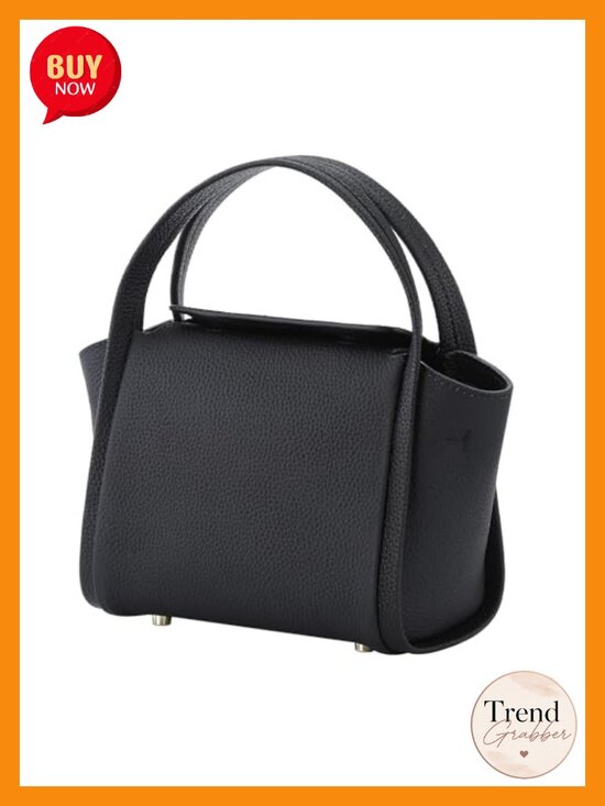 Handbags - Genuine Top Grain Leather Mini Tote Bag with Crossbody Strap